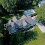 aerial view of house with pool