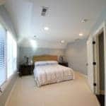 bedroom with light grey walls